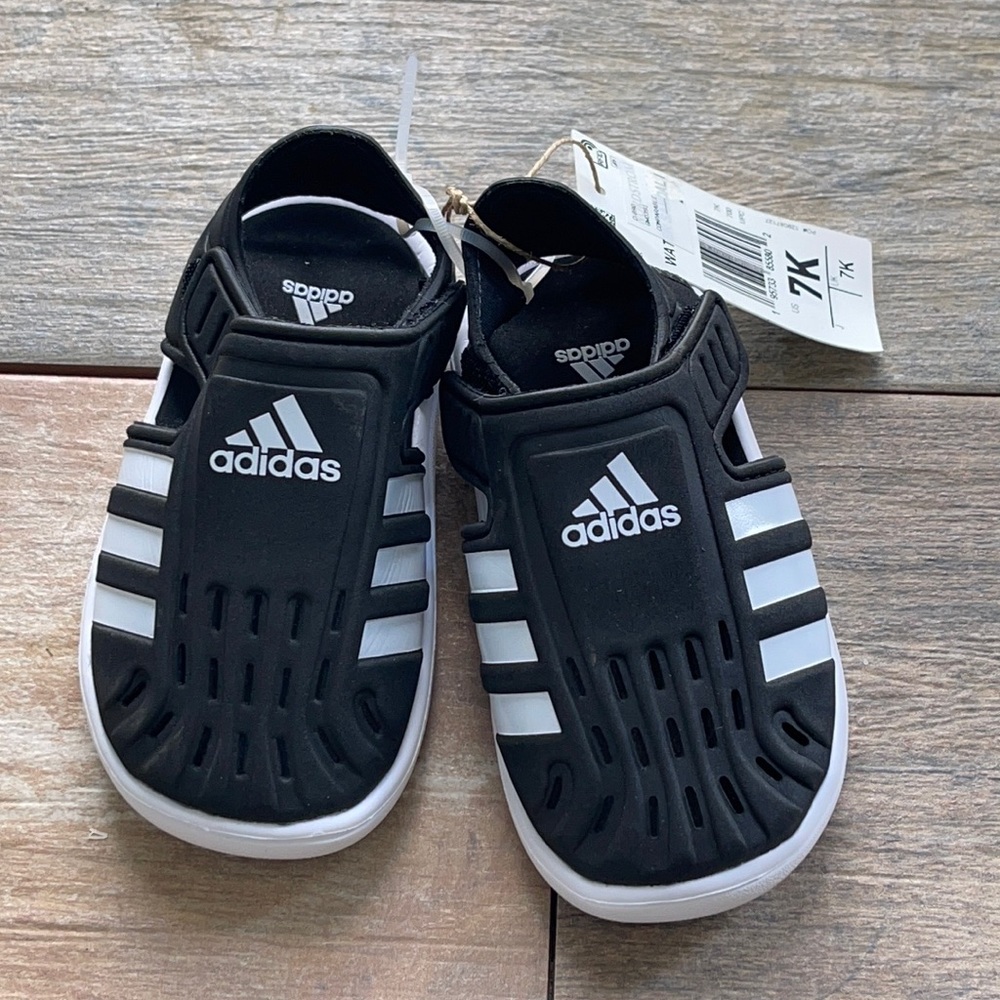 Adidas Kids Sandals Black & White Size 7K